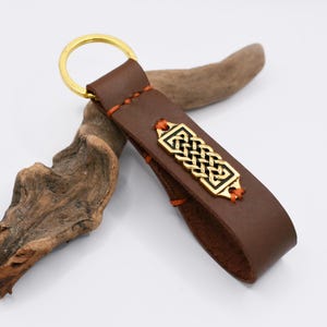 Celtic Keyring, Irish Knotwork Keyfob, Celtic Elven Keyfob, LARP Elvish Keyring, Leather Keyfob, Druid Elf Key Ring, Norse Wiccan Keyring