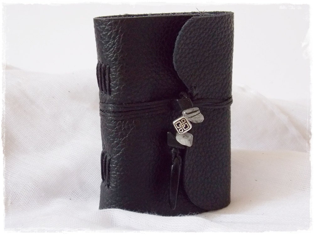 Taschen Leder Notizbuch Mini Schwarz Leder Skizzenbuch Handgebunden Keltisches Journal - Bild 4 von 8
