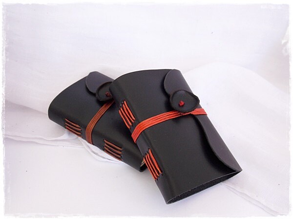 Black Leather Notebook Gothic Hand-Bound Sketchbook Mini Leather Journal Goth - Picture 3 of 12