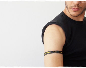 Peace Arm Cuff Upper Arm Bracelet Leather Armband Peace Sign