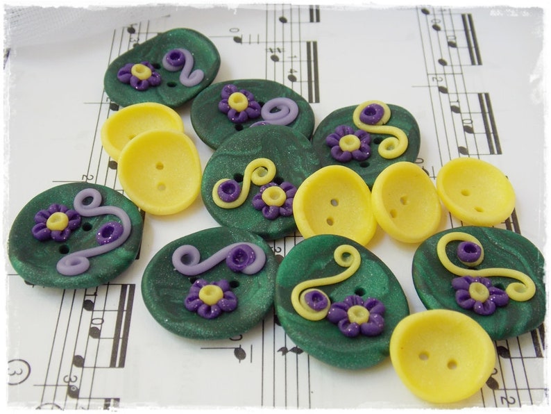 Forest Green Polymer Clay Buttons Large Elven Buttons Etsy
