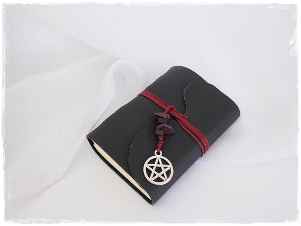 Pentacle Leather Journal Pocket Leather Notebook Pentagram Journal Black Leather - Imagen 2 de 8