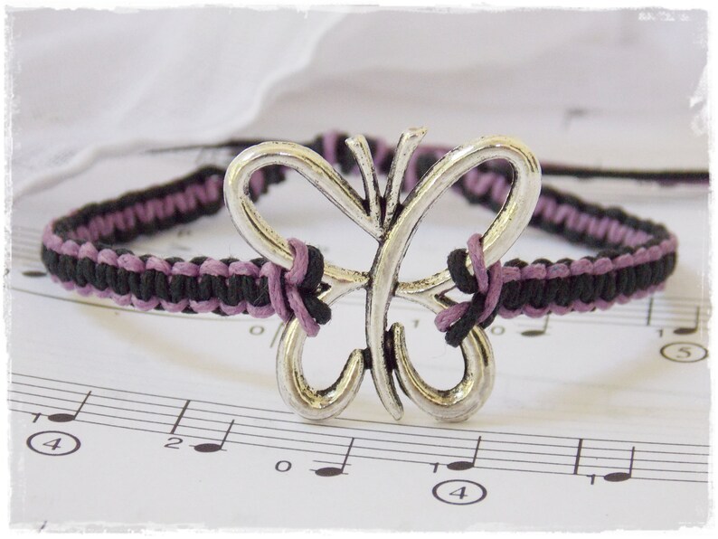Best Friend Bracelet Butterfly Wish Bracelet Purple Macrame Bracelet Friendship Bracelet Butterfly Hemp Bracelet Girls Charm Bracelet