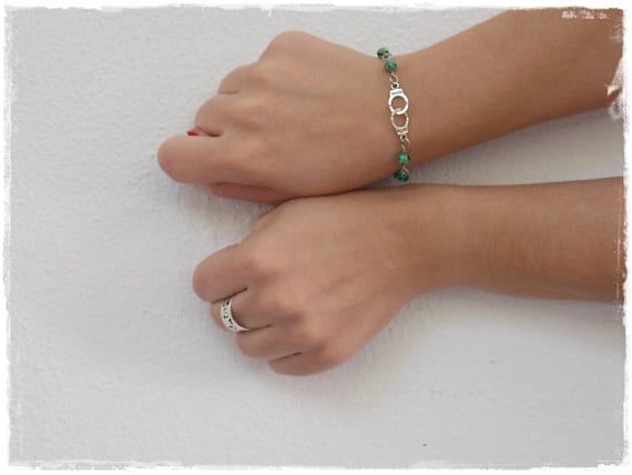 Bracciale Manette Turchese Ciondolo Bracciale Perline BDSM Braccialetto Manette SUB - Foto 2 di 14