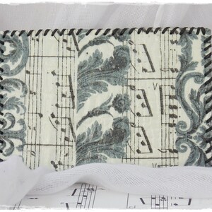 Titular de la tarjeta de cuero, funda de la tarjeta de cuero, titular de la tarjeta de música victoriana, estuche de la tarjeta de visita, billetera de cuero delgada, funda de cuero del dinero
