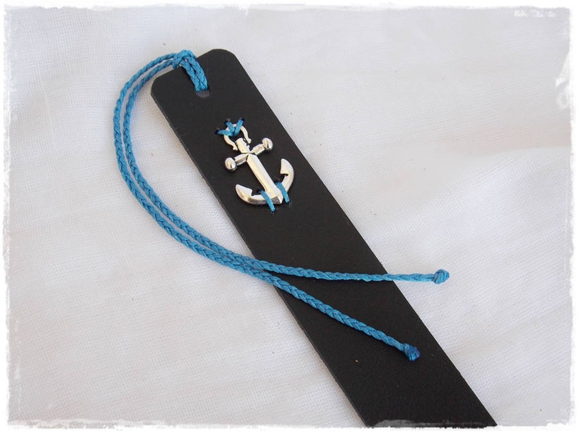 Personalized Anchor Bookmark Nautical Leather Bookmark Etsy