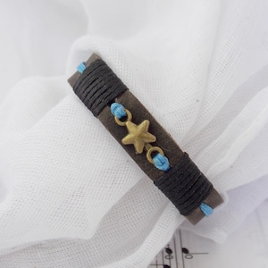 Dainty Star Bracelet, PERSONALIZED Leather Bracelet, Lucky Star Bracelet, Minimal Bracelet, Falling Star Bracelet, Shooting Star Bracelet