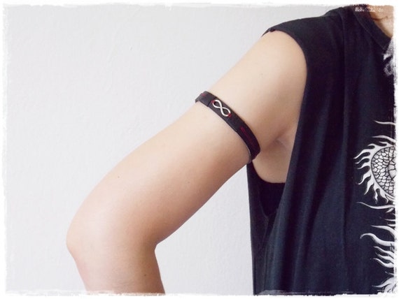 Upper Arm Bracelet, Inifnity Arm Cuff, Leather Armband, Eternity