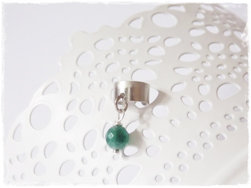 Celtic Green Agate Ear Cuff Elven Ear Cuff No Pierce Earring Woodland Elf Cuff - Picture 3 of 28