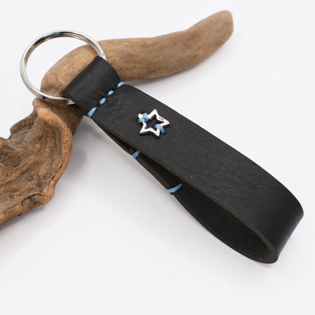 Star Keyring PERSONALIZED Leather Lucky Star Keychain, Hollow Star Keyring ...