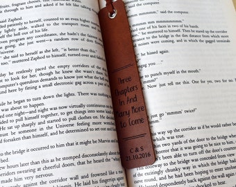 Leather Bookmark, PERSONALIZED 3rd Anniversary Bookmark, "To Many More Chapters Together" Leather Anniversary Bookmark, Couple's Gift