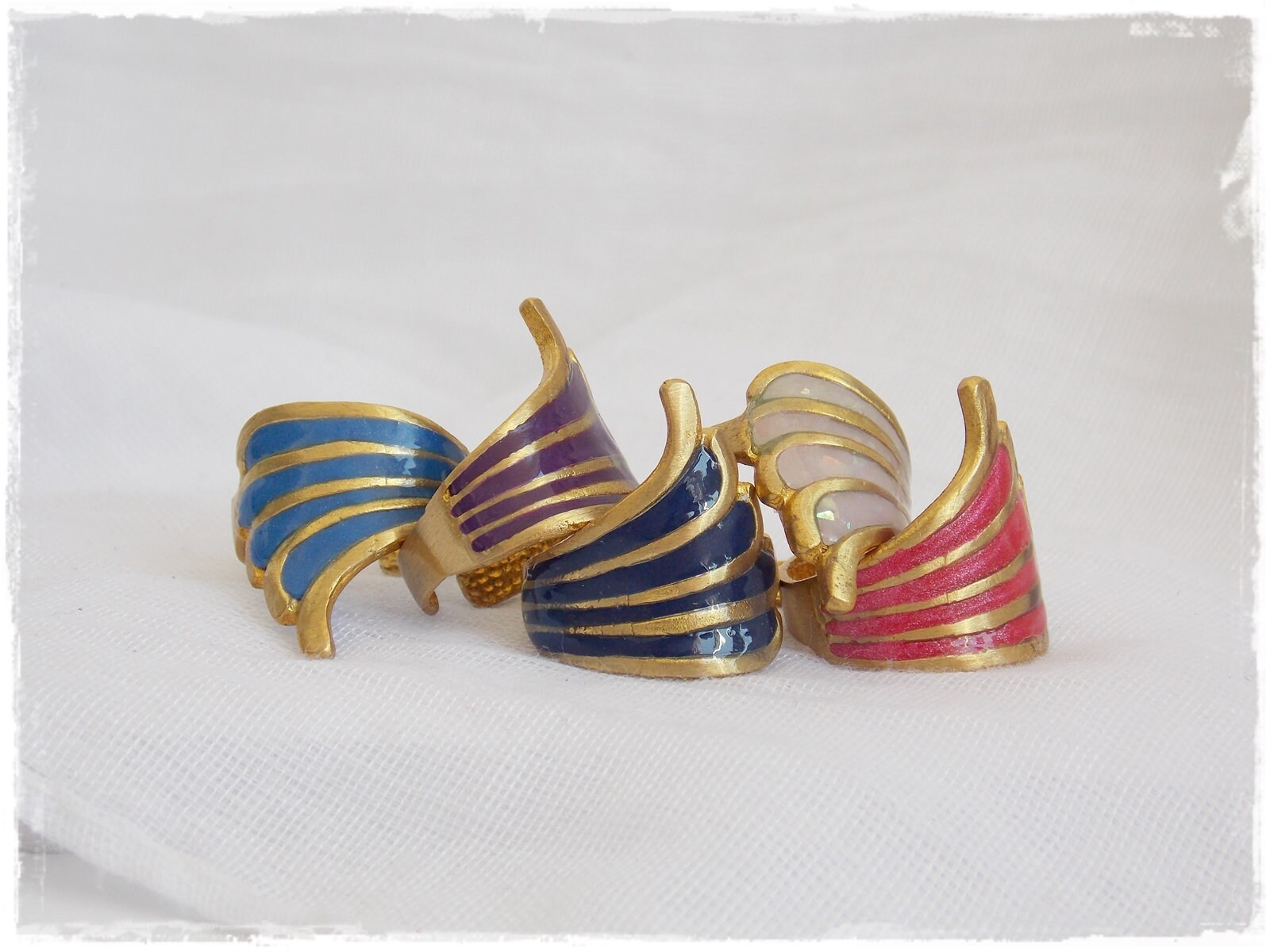 Polymer Clay Ring Pink Knuckle Ring Shield Brass Ring Shield Knuckle Ring Midi - Picture 10 of 14