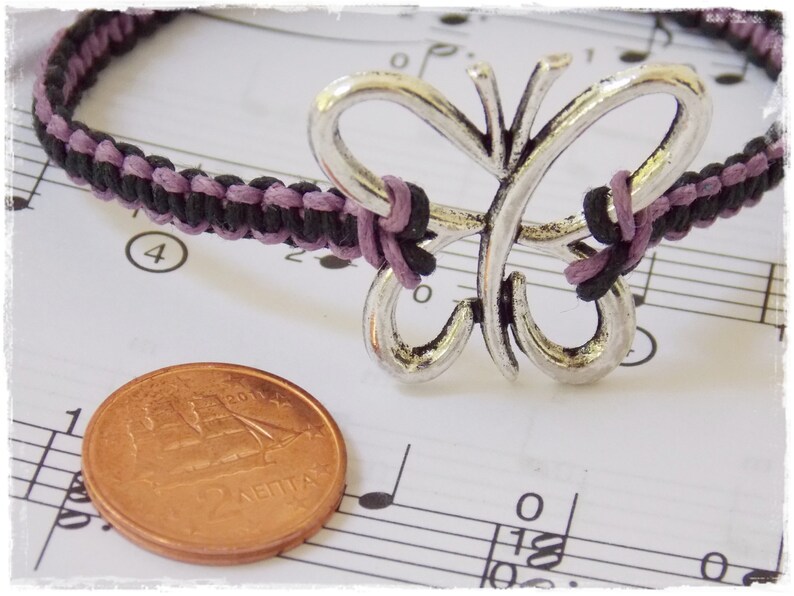 Best Friend Bracelet Butterfly Wish Bracelet Purple Macrame Bracelet Friendship Bracelet Butterfly Hemp Bracelet Girls Charm Bracelet