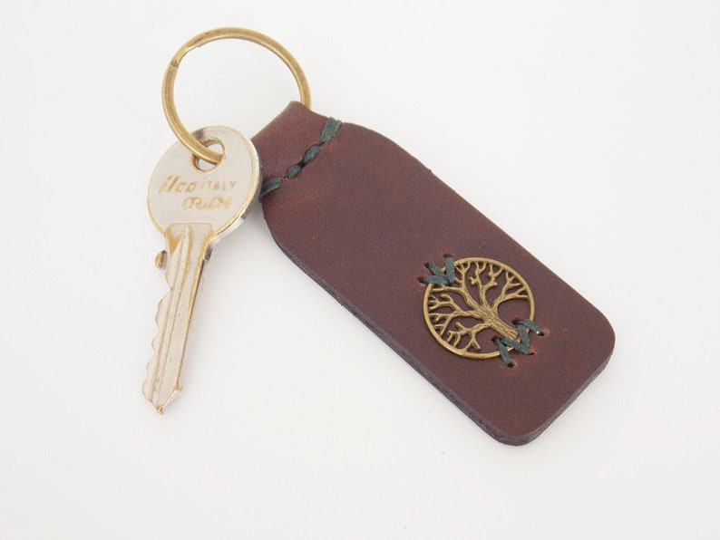 PERSONALIZED Tree Of Life Keychain, Celtic Tree Keychain, Nordic Key-Chain, 3rd Anniversary Men's Leather Keychain image 2