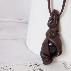 Wiccan Protection Necklace, Heart Chakra Necklace, Polymer Clay Pendant, Elven Norse Necklace, Celtic Spiritual Necklace, Viking Pendant