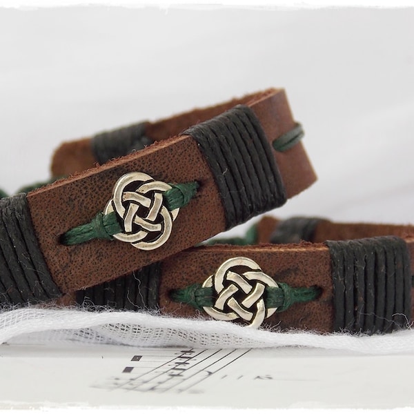 Personalized Celtic Bracelet, Men's Leather Bracelet, Irish Bracelet For Him, Elven Leather Wristband, 3rd Anniversary Bracelet, Viking Cuff