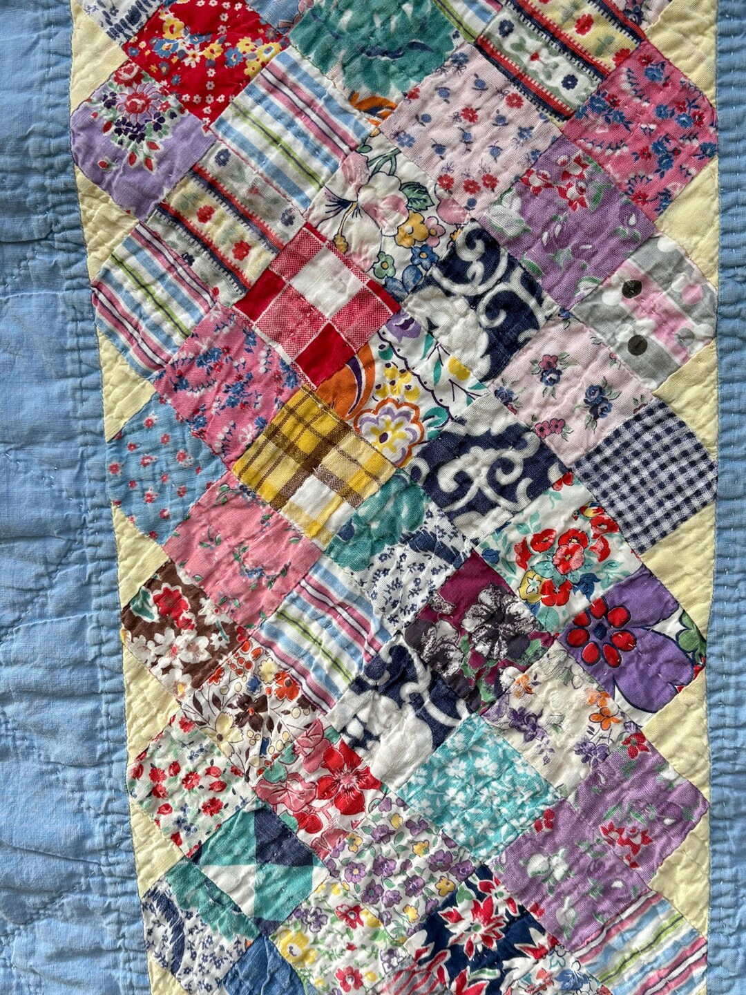 Vintage Hand Quilted Scrappy Patchwork Quilt - Etsy