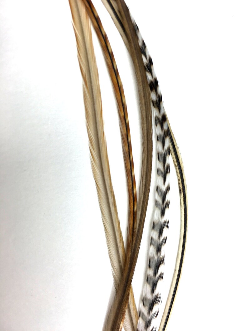 Feather Hair Extension Clip With Natural Tones Choice of Clip Etsy Canada