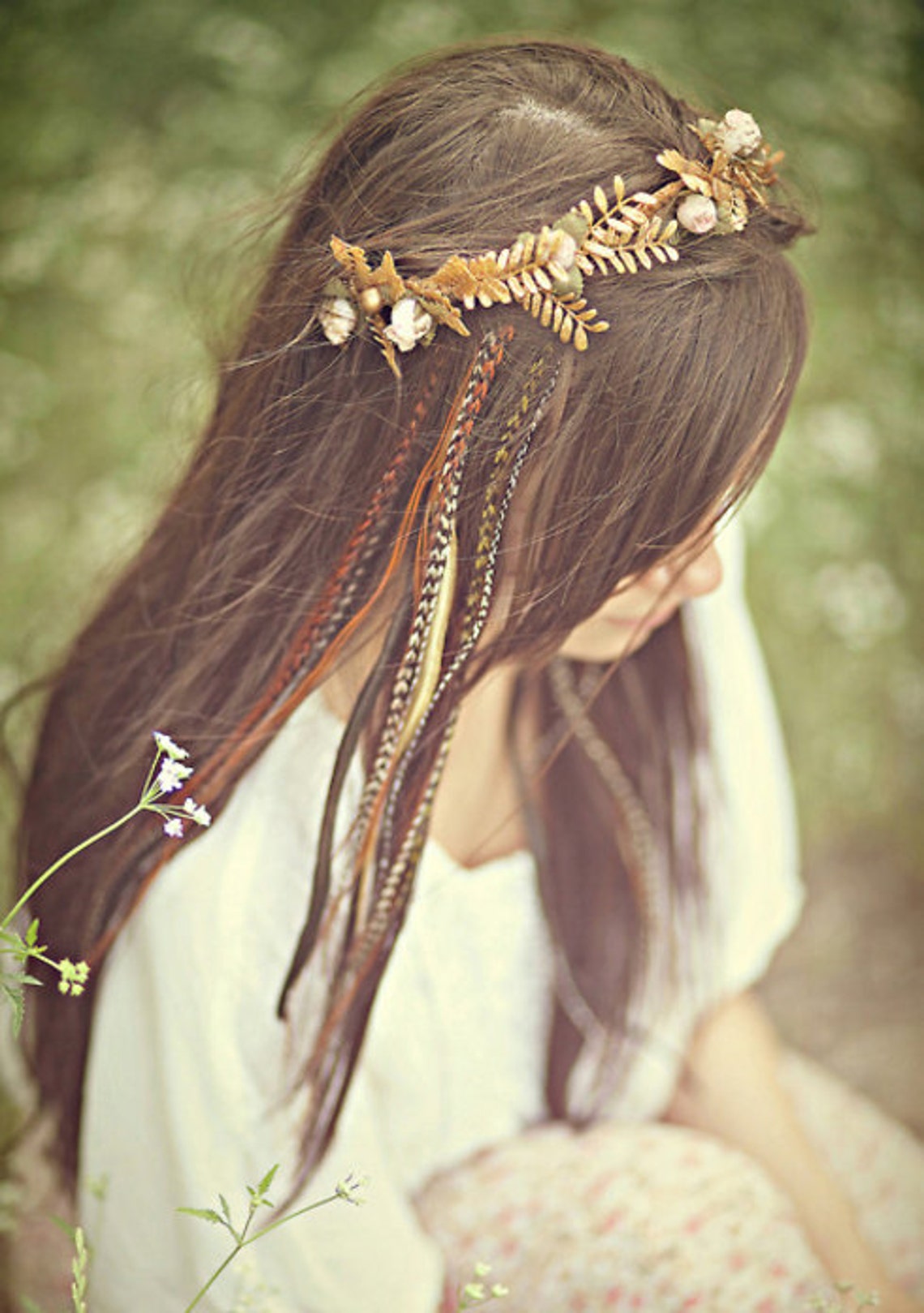Feather Hair Extension Clip With Green Hued Feathers. Hair Etsy Canada