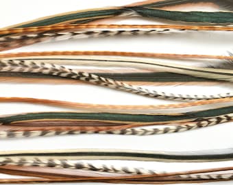 Single feather hair extension clip or kit that include 4 single feathers. Natural colors/ Premium feathers 8"-12" long for luxurious hair.