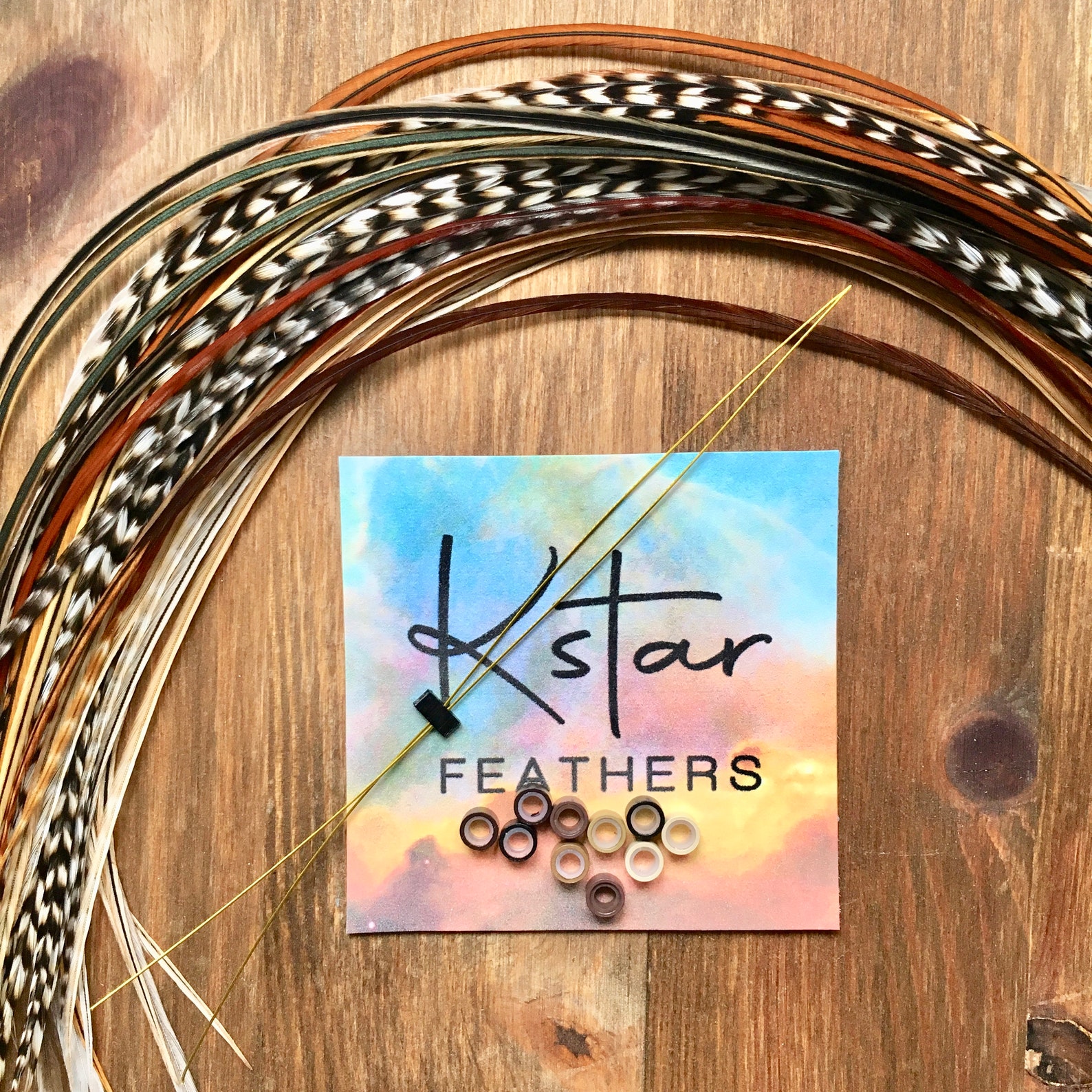 10 Premium Feather Extension Kit With Crimp Beads Threader Etsy