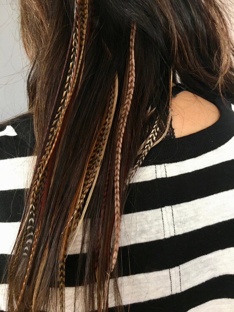 Feather Hair Extension Kit 5 Real Bonded Thin Feathers With 3 Etsy
