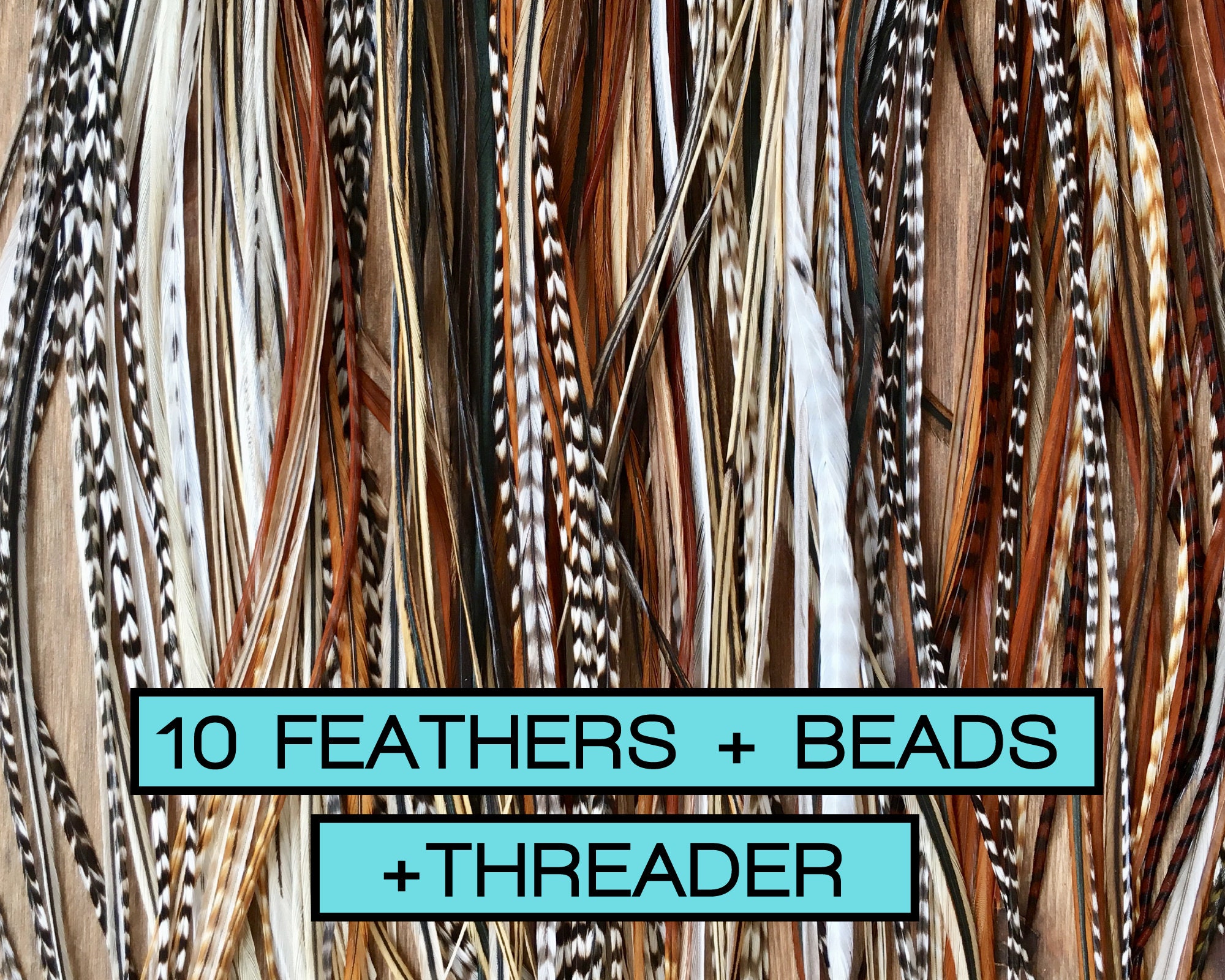 10 Premium Feather Extension Kit With Crimp Beads Threader Etsy Canada