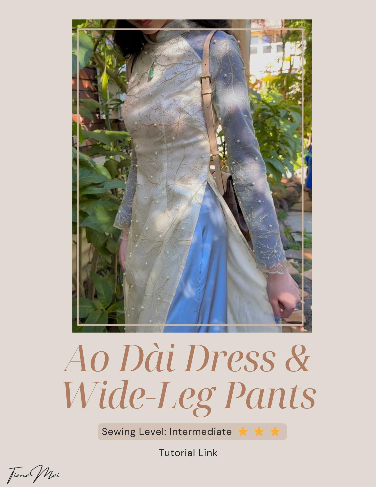 Ao Dai Dress With Wide-leg Pants Digital PDF Sewing Pattern | US Size ...