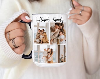 Custom Photo Collage Mug, Personalized Family Picture Coffee Cup, Custom Photo Mug with Name, Family Gift for Mom, Memory Keepsake Gift