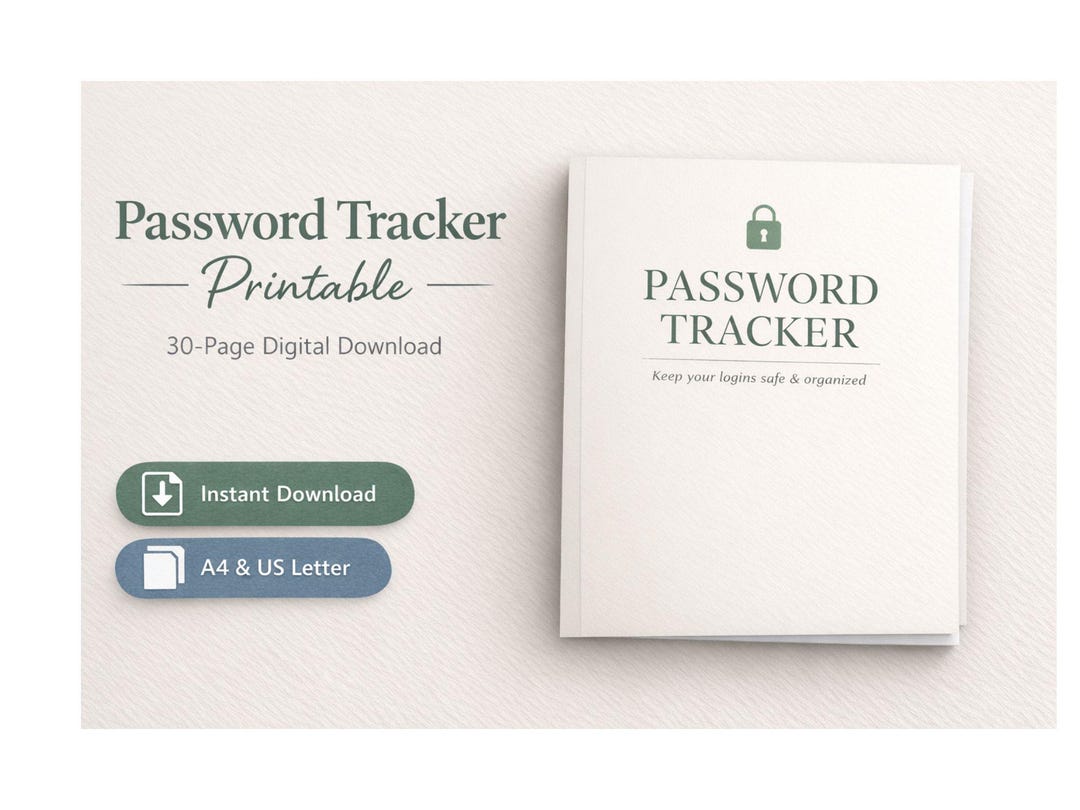Password Tracker Printable | Secure Log Book | Organizer PDF | Internet ...