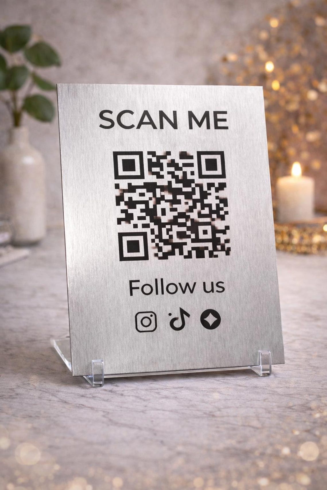 Silver Qr Code Custom 15x20cm QR Code Aluminum Plaque – Silver/gold – Scan Me – Social ...