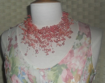 Ireland Vintage Floral Sleeveless Silk Chiffon Dress, Pink, Blue, Yellow Green by Apanage