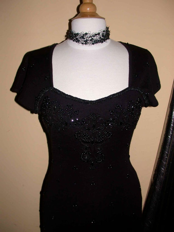 Ireland Vintage LBD BEADED Cocktail Dress by Caro