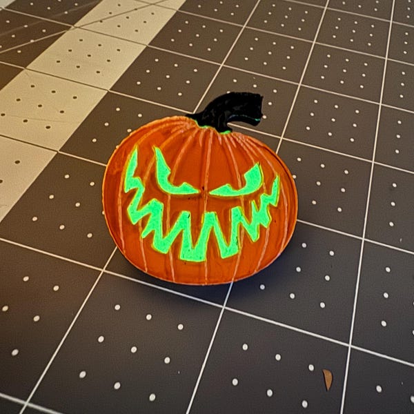 Halloween Glow in the Dark (transparent) orange pumpkin laser cut acrylic pin