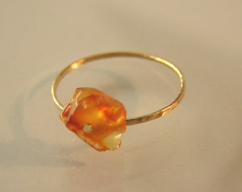 Bague cornaline or orange brut pierre de naissance bijoux bague avant argent sterling solitaire bague knuckle bague femme goldfill cadeau