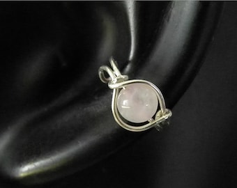 birthstone earrings amethyst blush  earcuff rose quartz gold rosegold silver bead women earcuff sterling goldfill