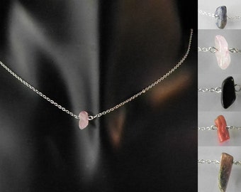 raw birthstone dainty jewelry crystal layering necklace sterling silver chain 14k gold filled rosequarz coral birthday gift turquiose