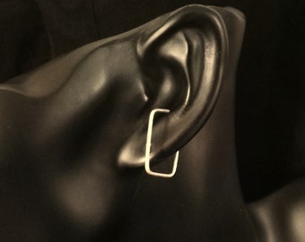 Puños de oreja cuadrados grandes par de puños de oreja falsos de oro plateado earcuffs