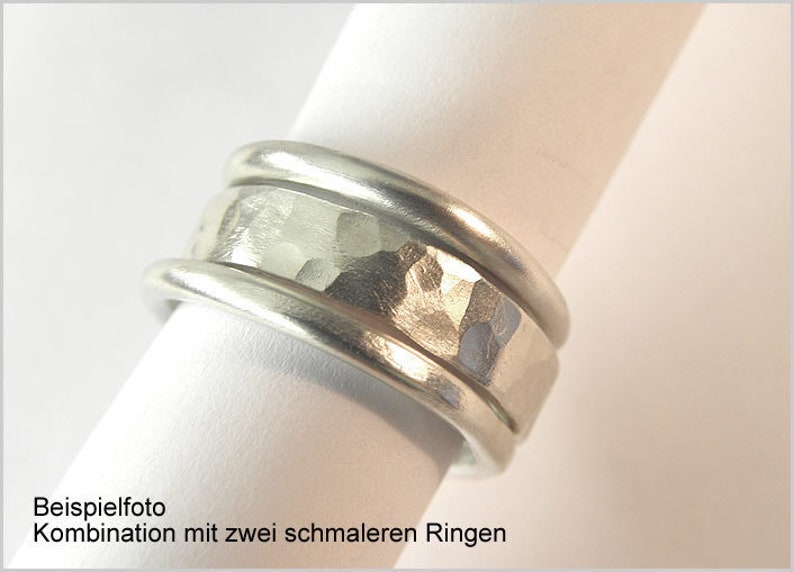 Ring Bandring 925 Sterling Silber für Männer Herrenschmuck gehämmert Geschenk Geburtstagsgeschenk für Ihn Damenring Ehering Bild 2