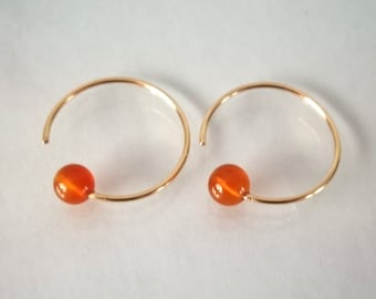 pendientes minimalistas pendientes de aro ágata plata de ley oro rosa oro relleno mujeres regalo purista único para ella