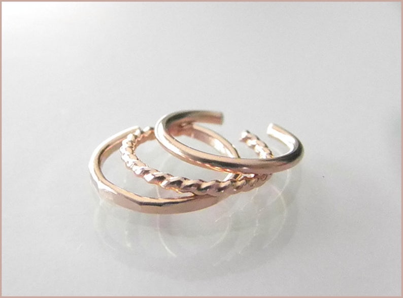 earcuffs 3 rings fake piercing gold rosegold silver hoop gift for her birthday imagem 5
