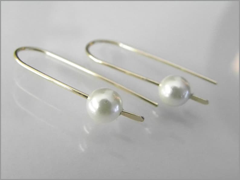 minimalist earrings gold silver rosegold pearl hoops mother of pearl image 1