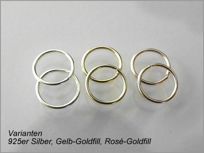 Set Piercing Ohr Helix Tragus Ohr Nase silber gold rotgold rosegold Knorpelring Nasenring Septum Ring Bild 2