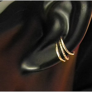 earcuffs 3 rings fake piercing gold rosegold silver hoop gift for her birthday imagem 3