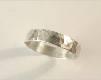 Ring Bandring 925 Sterling Silber für Männer Herrenschmuck gehämmert Geschenk Geburtstagsgeschenk für Ihn Damenring Ehering