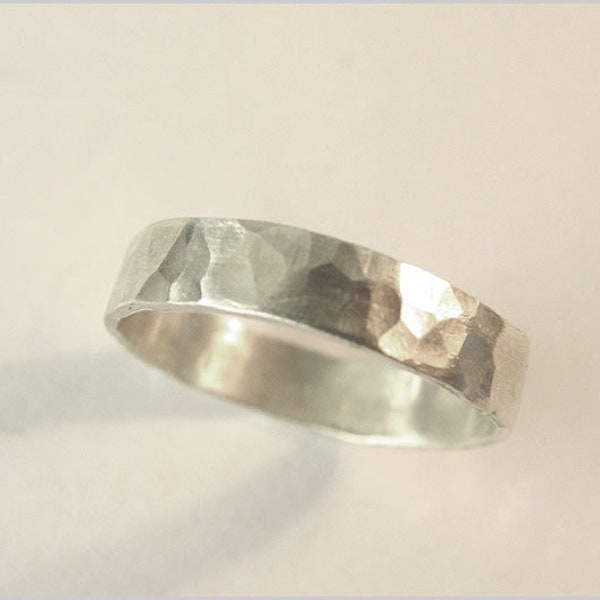 Ring Bandring 925 Sterling Silber für Männer Herrenschmuck gehämmert Geschenk Geburtstagsgeschenk für Ihn Damenring Ehering