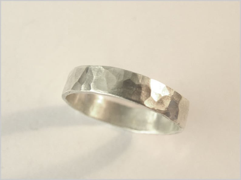 Ring Bandring 925 Sterling Silber für Männer Herrenschmuck gehämmert Geschenk Geburtstagsgeschenk für Ihn Damenring Ehering Bild 1