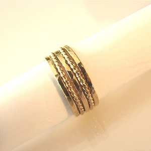 stackable rings women set 925 sterling silver gold hammered twisted woman gift for her birthday image 3