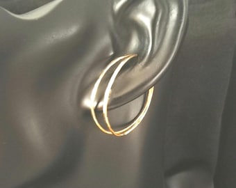 1 pair of large ear cuffs - silver, gold or rose gold, smooth hammered, handmade ear jewelry without piercing - Item no. 207