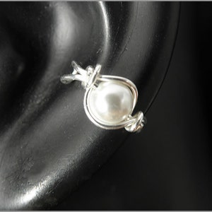 Ohrmanschette Perle rosegold gold silber Ohrklemme Ohrspange ear cuff Ohrringe Geburtstagsgeschenk für sie - Art-Nr.  219
